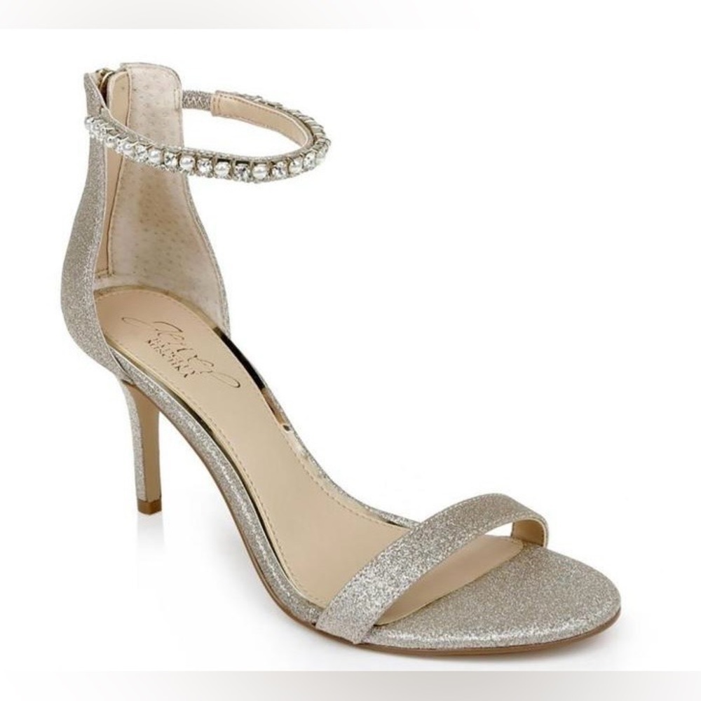 Jewel Badgley Mischka Womens Landen Dress 3" Heel Sandal Gold Glt Shoes Size 6.5